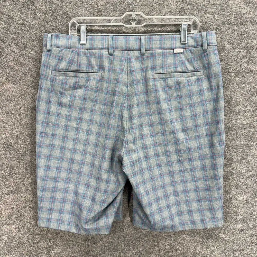 Greg Norman Shorts Men 36 Gray Plaid Mid Rise Bermuda Flat Front Pockets Regular